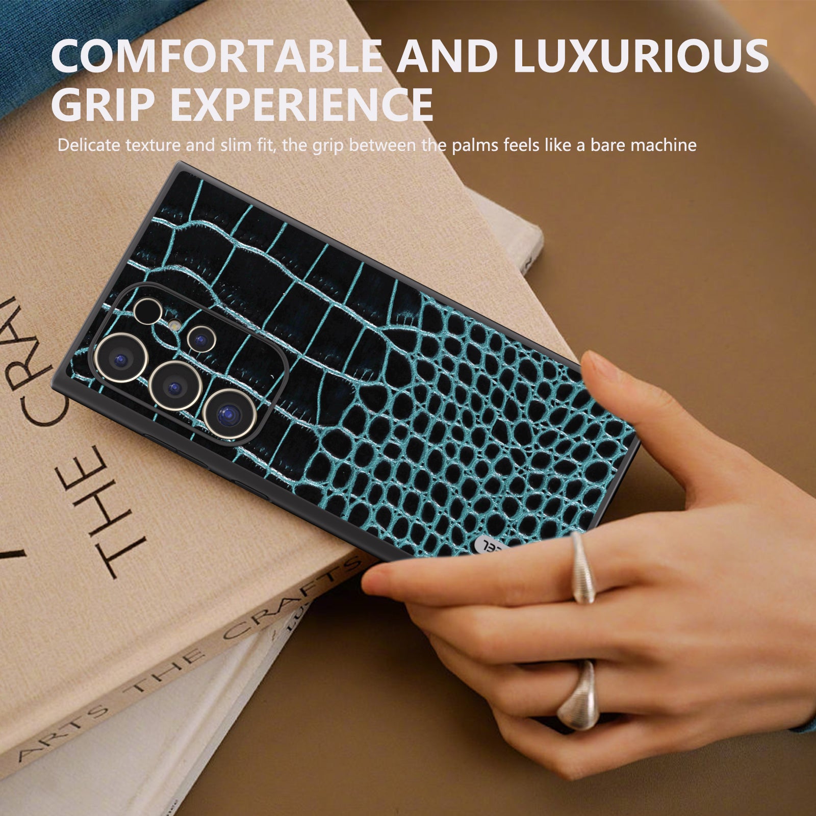 ABEEL For Samsung Galaxy S24 Ultra Case Crocodile Texture Genuine Cow Leather+PC+TPU Anti-Drop Phone Cover - Blue ABEEL For Samsung Galaxy S24 Ultra Case Crocodile Texture Genuine Cow Leather+PC+TPU Anti-Drop Phone Cover - Blue